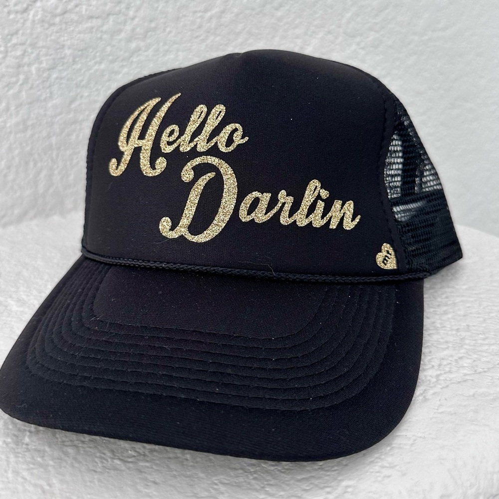 Mother Trucker & Co. Black Trucker Hat with Gold Glitter~Hey Y’all